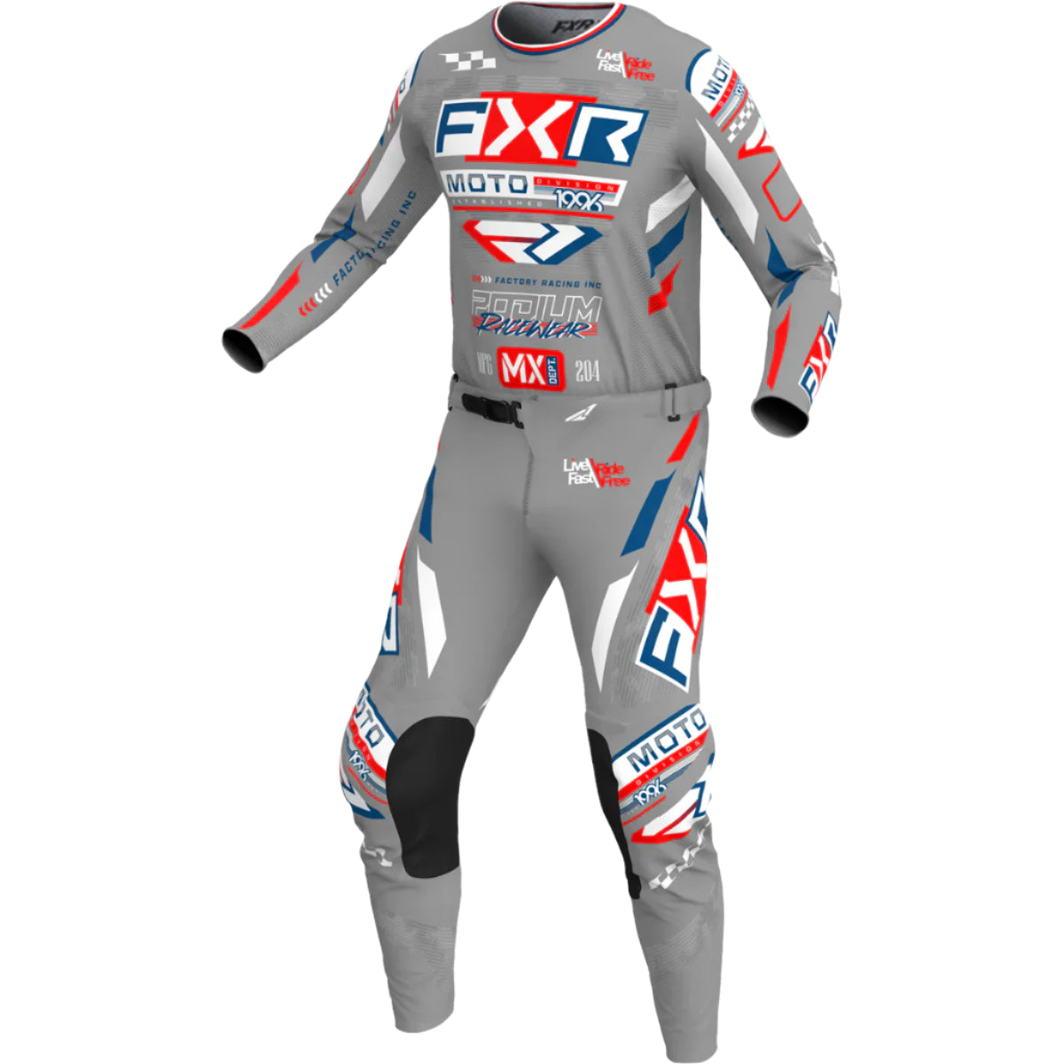 FXR Podium Gladiator Grey White Red Kit Combo 2025
