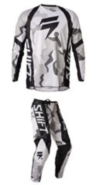Shift MX Adult White Label Posn White Camo Motocross Kit Combo Size 34W Large