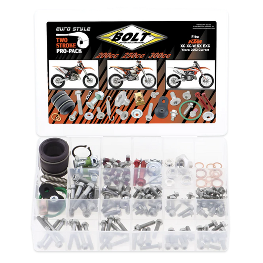 Bolt Motorcycle Hardware KTM SX EXC XC XCW 200 250 300 2002 - 2022 2 Stroke Pro Pack Bolt Kit