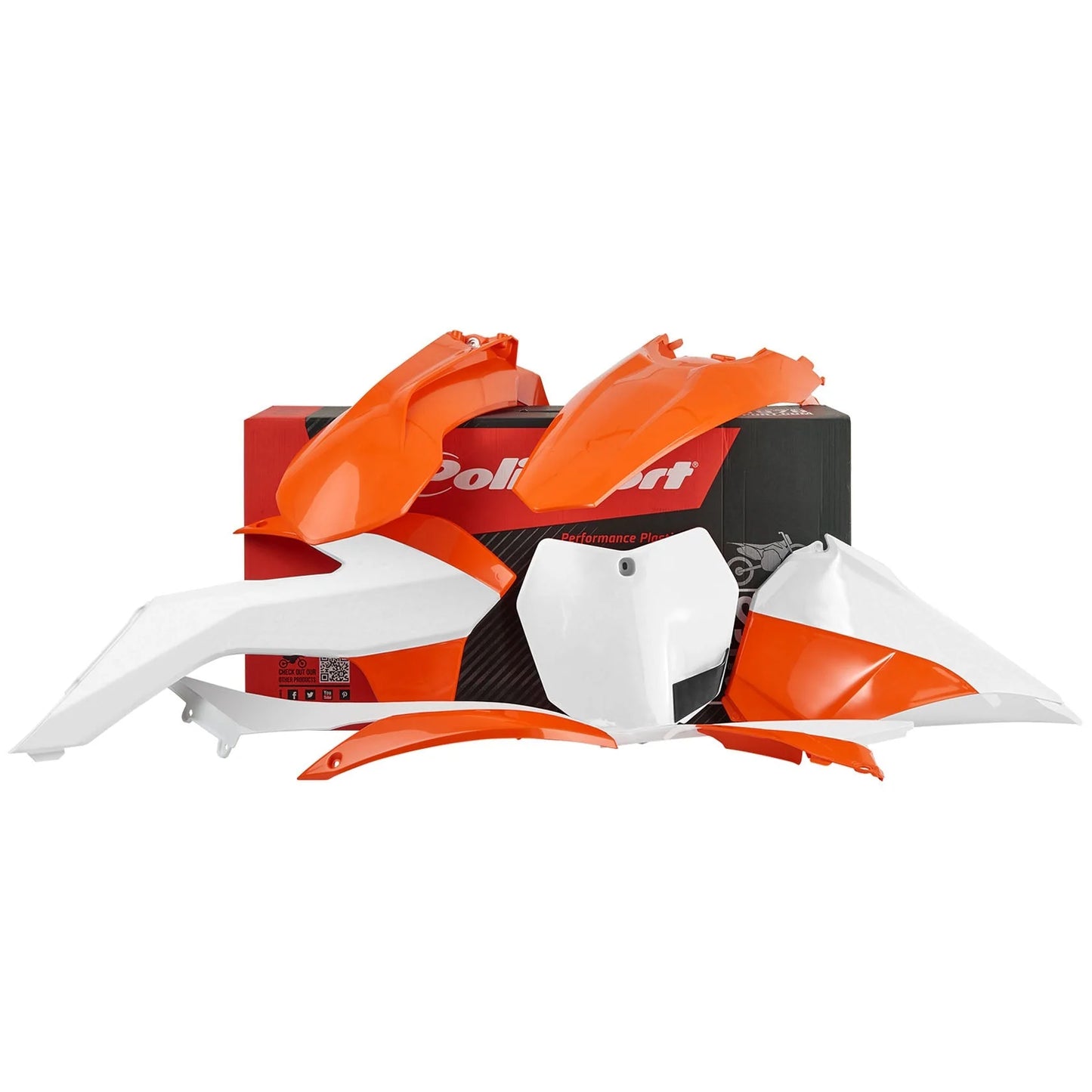 Polisport KTM Plastic Kit SX SXF 2013 - 2015 SX 250 13 - 2016, Orange / White