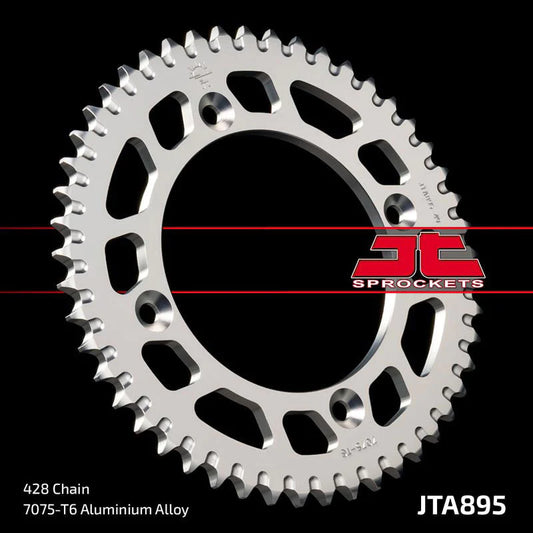 JT Sprockets Aluminium Rear Sprocket KTM SX 85 2004 - 2021 Husqvarna TC 85 2015 - 21, Silver, 50T