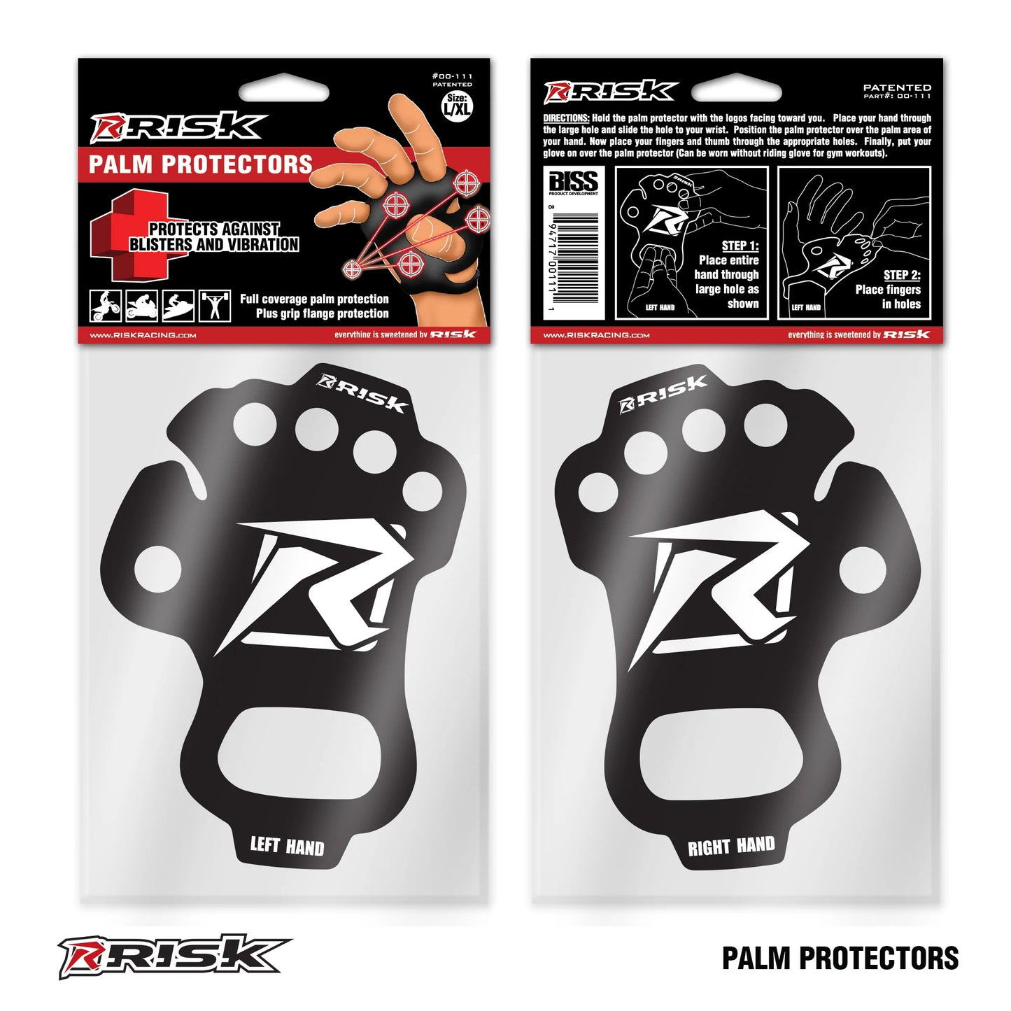 Risk Racing Palm Protectors, Black, X Large