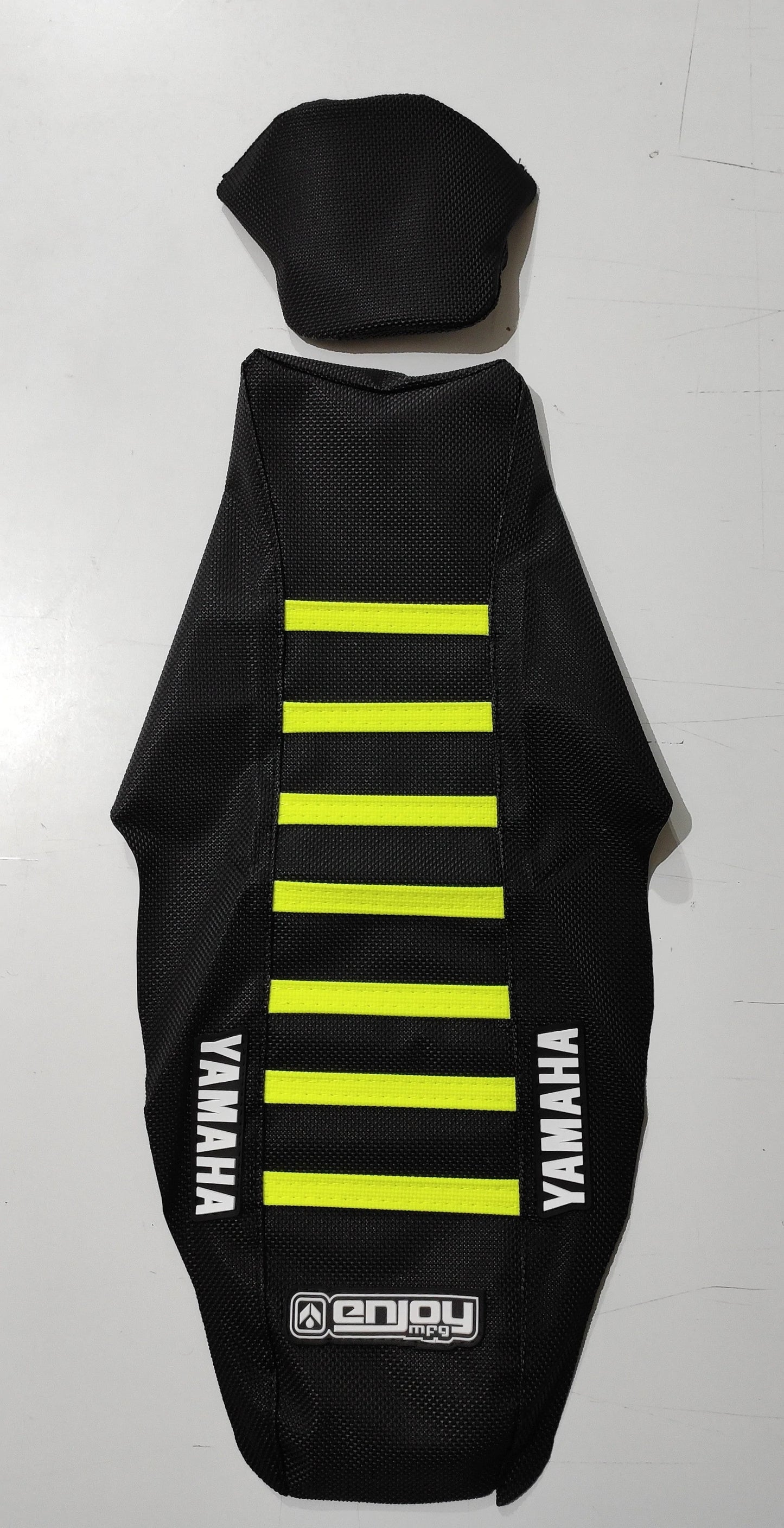 Enjoy Manufacturing Yamaha Seat Cover YZF 250 2019 - 2022 YZF 450 2018 - 22 Ribbed Logo, Black / Neon