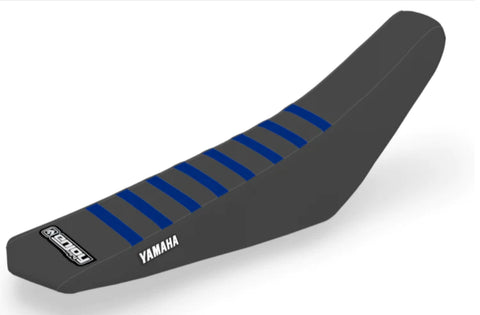 Enjoy Manufacturing Yamaha Seat Cover YZ 85 2002 - 2021 Ribbed Logo, Black / Blue