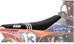 Enjoy Manufacturing KTM Seat Cover SX SXF 2011 - 2015 SX 250 11 - 2016 EXC EXCF 2012 - 16 Ribbed Logo, TLD Black / White