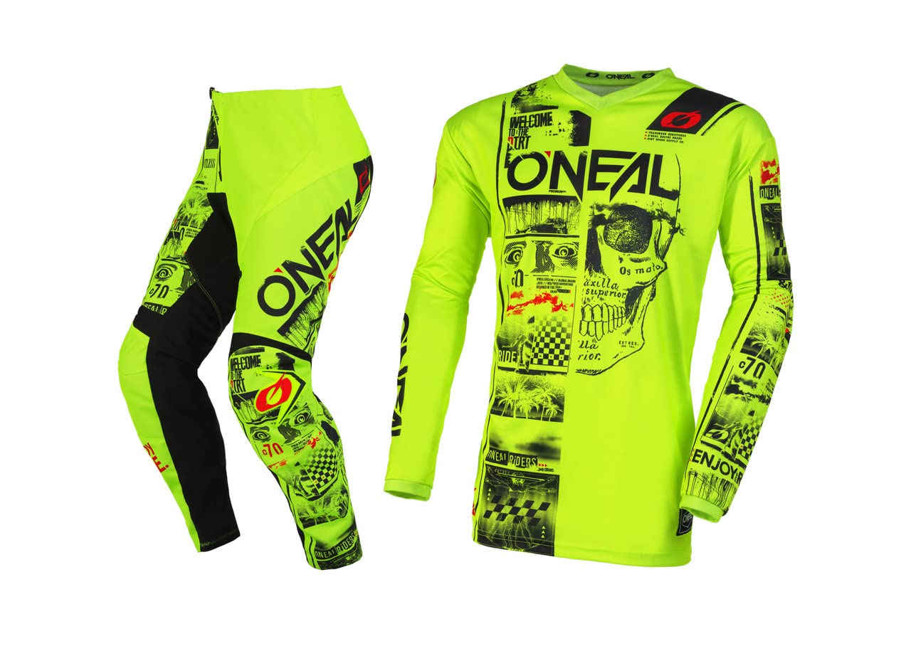 O'Neal Youth Elem Attack Black/Neon Yellow Kit Combo 2023 - 26W/Large
