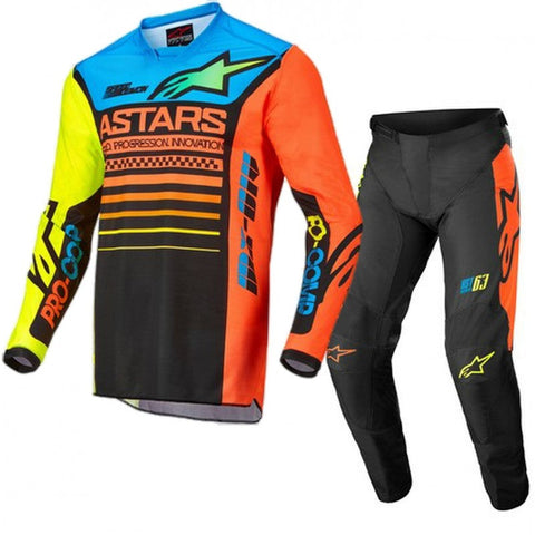 Alpinestars Youth Racer Compass Black/Yellow/Fluo/Coral Kit Combo 2022 - 28W/YXLarge