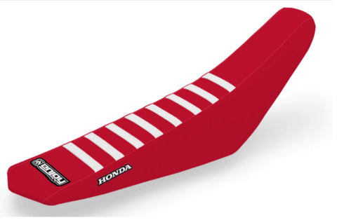 Enjoy Manufacturing Honda Sear Cover CRF 110 F 2013 - 2018 Ribbed Logo, Red / White